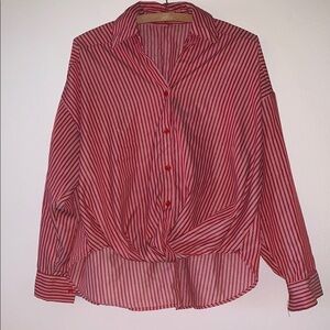 Red Striped Button Down Shirt